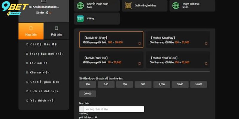 Cách rút tiền 9bet dễ hiểu cho người mới